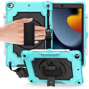 360 Degree Rotation Turntable Contrast Color Robot Shockproof Silicone + PC Protective Case with Holder For iPad 10.2 / 10.2 (2020) / Pro 10.5(Mint Green + Black)