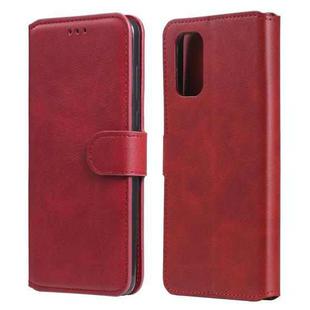 For OPPO Realme 7 5G / Realme V5 Classic Calf Texture PU + TPU Horizontal Flip Leather Case, with Holder & Card Slots & Wallet(Red)