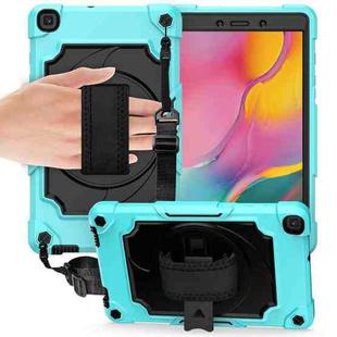 For Samsung Tab A 8.0 (2019)/T290 360 Degree Rotation Turntable Contrast Color Robot Shockproof Silicone + PC Protective Case with Holder(Mint Green + Black)