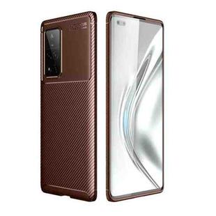 For Huawei Honor V40 Carbon Fiber Texture Shockproof TPU Case(Brown)