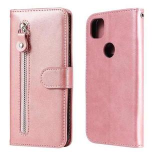For Google Pixel 4a 4G Fashion Calf Texture Zipper Horizontal Flip Leather Case with Holder & Card Slots & Wallet(Rose Gold)