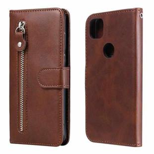 For Google Pixel 4a 4G Fashion Calf Texture Zipper Horizontal Flip Leather Case with Holder & Card Slots & Wallet(Brown)