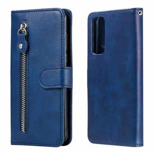 For Huawei P Smart 2021 / Y7a / Honor 10X Lite Fashion Calf Texture Zipper Horizontal Flip Leather Case with Holder & Card Slots & Wallet(Blue)