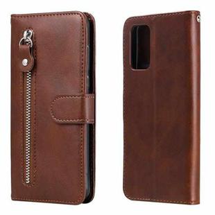 For Xiaomi Poco M3 / Redmi Note 9 4G Fashion Calf Texture Zipper Horizontal Flip Leather Case with Holder & Card Slots & Wallet(Brown)