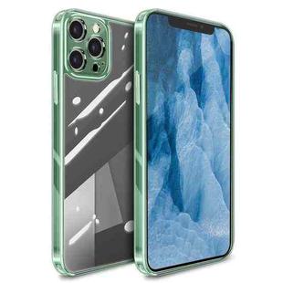 For iPhone 12 Pro High Transparent TPU Soft Frame + Glass Back Fine Hole Protective Case(Green)