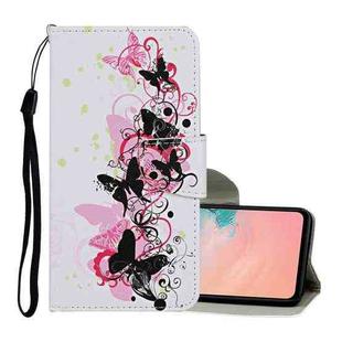For Samsung Galaxy A52 5G / 4G Colored Drawing Pattern Horizontal Flip Leather Case with Holder & Card Slots & Wallet & Lanyard(Four Butterflies)