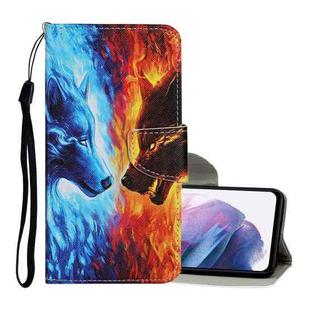 For Samsung Galaxy S21+ 5G Colored Drawing Pattern Horizontal Flip Leather Case with Holder & Card Slots & Wallet & Lanyard(Flame Wolf)
