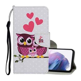 For Samsung Galaxy S21+ 5G Colored Drawing Pattern Horizontal Flip Leather Case with Holder & Card Slots & Wallet & Lanyard(Owl Family)