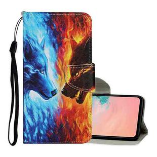 For Xiaomi Poco X3 NFC Colored Drawing Pattern Horizontal Flip Leather Case with Holder & Card Slots & Wallet & Lanyard(Flame Wolf)