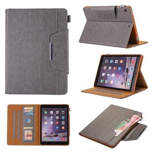 For iPad 10.2 2021 / 2020 / 2019 Business Style Horizontal Flip Leather Case with Holder & Card Slot & Photo Frame & Wallet(Grey)