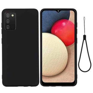 For Samsung Galaxy A02s (US Version) Pure Color Liquid Silicone Shockproof Full Coverage Case(Black)