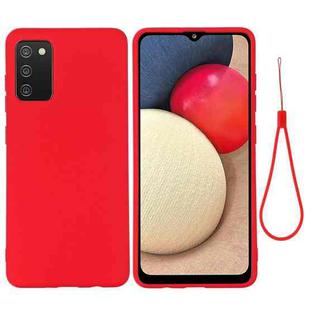 For Samsung Galaxy A02s (EU Version) Pure Color Liquid Silicone Shockproof Full Coverage Case(Red)