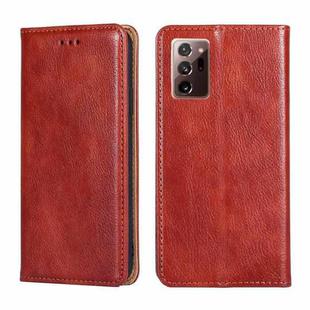 For Samsung Galaxy Note20 PU + TPU Gloss Oil Solid Color Magnetic Horizontal Flip Leather Case with Holder & Card Slot & Wallet(Brown)