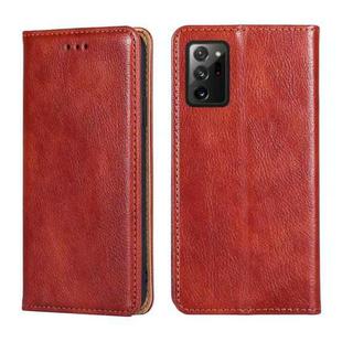 For Samsung Galaxy Note20 Ultra PU + TPU Gloss Oil Solid Color Magnetic Horizontal Flip Leather Case with Holder & Card Slot & Wallet(Brown)