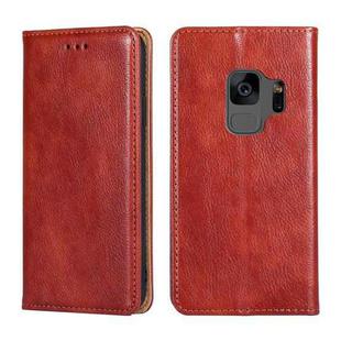 For Samsung Galaxy S9 PU + TPU Gloss Oil Solid Color Magnetic Horizontal Flip Leather Case with Holder & Card Slot & Wallet(Brown)
