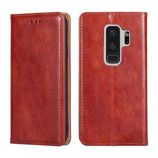 For Samsung Galaxy S9+ PU + TPU Gloss Oil Solid Color Magnetic Horizontal Flip Leather Case with Holder & Card Slot & Wallet(Brown)