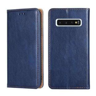 For Samsung Galaxy S10 PU + TPU Gloss Oil Solid Color Magnetic Horizontal Flip Leather Case with Holder & Card Slot & Wallet(Blue)