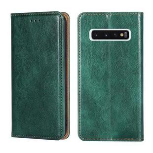 For Samsung Galaxy S10 PU + TPU Gloss Oil Solid Color Magnetic Horizontal Flip Leather Case with Holder & Card Slot & Wallet(Green)