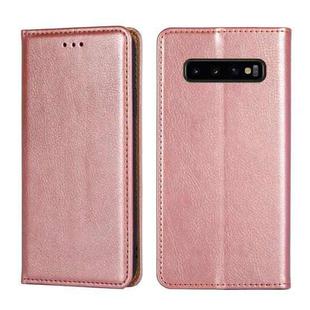 For Samsung Galaxy S10+ PU + TPU Gloss Oil Solid Color Magnetic Horizontal Flip Leather Case with Holder & Card Slot & Wallet(Rose Gold)