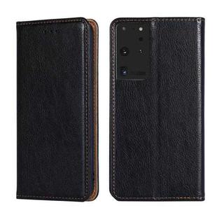 For Samsung Galaxy S21 Ultra 5G PU + TPU Gloss Oil Solid Color Magnetic Horizontal Flip Leather Case with Holder & Card Slot & Wallet(Black)