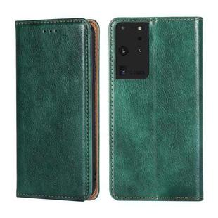 For Samsung Galaxy S21 Ultra 5G PU + TPU Gloss Oil Solid Color Magnetic Horizontal Flip Leather Case with Holder & Card Slot & Wallet(Green)