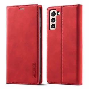 For Samsung Galaxy S21 5G LC.IMEEKE Strong Magnetism Ultra-thin Horizontal Flip Matte TPU + PU Leather Case with Holder & Card Slots & Wallet(Red)