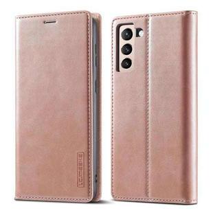 For Samsung Galaxy S21+ 5G LC.IMEEKE Strong Magnetism Ultra-thin Horizontal Flip Matte TPU + PU Leather Case with Holder & Card Slots & Wallet(Rose Gold)