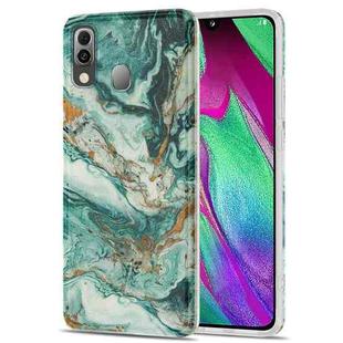 For Samsung Galaxy A40 TPU Gilt Marble Pattern Protective Case(Green)