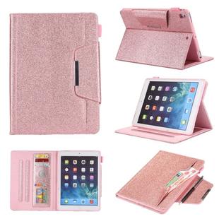 For iPad 10.2 2021 / 2020 / 2019 Glitter Powder Horizontal Flip Leather Case with Holder & Card Slot & Photo Frame & Wallet(Pink)