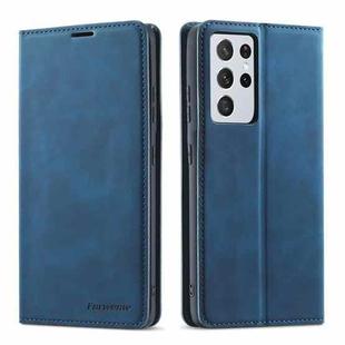 For Samsung Galaxy S21 Ultra 5G Forwenw Dream Series Oil Edge Strong Magnetism Horizontal Flip Leather Case with Holder & Card Slots & Wallet & Photo Frame(Blue)