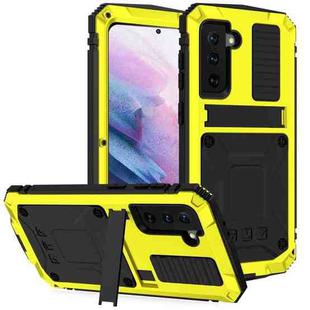 For Samsung Galaxy S21+ 5G R-JUST Shockproof Waterproof Dust-proof Metal + Silicone Protective Case with Holder(Yellow)
