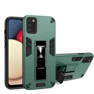 For Samsung Galaxy A02s 2 in 1 PC + TPU Shockproof Protective Case with Invisible Holder(Dark Green)