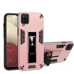 For Samsung Galaxy A12 2 in 1 PC + TPU Shockproof Protective Case with Invisible Holder(Rose Gold)