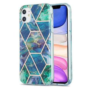 For iPhone 11 3D Electroplating Marble Pattern TPU Protective Case (Dark Green)