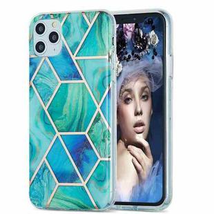 For iPhone 11 Pro Max 3D Electroplating Marble Pattern TPU Protective Case (Green Blue)