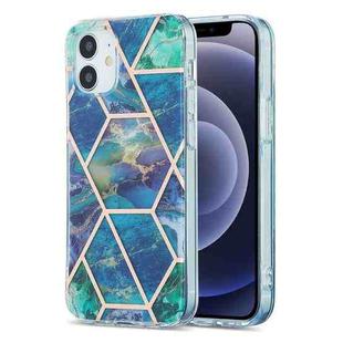 For iPhone 12 mini 3D Electroplating Marble Pattern TPU Protective Case (Dark Green)