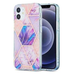 For iPhone 12 mini 3D Electroplating Marble Pattern TPU Protective Case (Pink Purple)