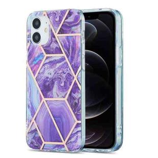 For iPhone 12 / 12 Pro 3D Electroplating Marble Pattern TPU Protective Case(Purple)