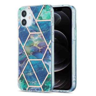 For iPhone 12 / 12 Pro 3D Electroplating Marble Pattern TPU Protective Case(Dark Green)