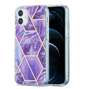 For iPhone 12 Pro Max 3D Electroplating Marble Pattern TPU Protective Case(Purple)