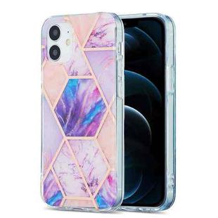 For iPhone 12 Pro Max 3D Electroplating Marble Pattern TPU Protective Case(Pink Purple)