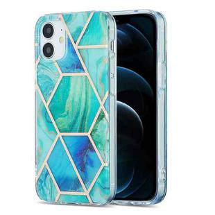 For iPhone 12 Pro Max 3D Electroplating Marble Pattern TPU Protective Case(Green Blue)