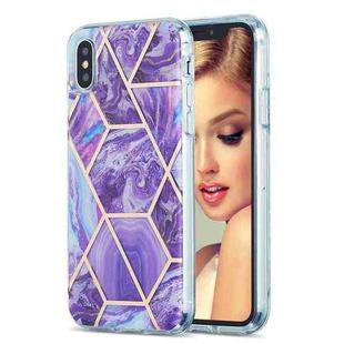 For iPhone X / XS 3D Electroplating Marble Pattern TPU Protective Case(Purple)