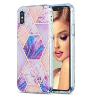 For iPhone X / XS 3D Electroplating Marble Pattern TPU Protective Case(Pink Purple)