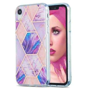 For iPhone XR 3D Electroplating Marble Pattern TPU Protective Case(Pink Purple)