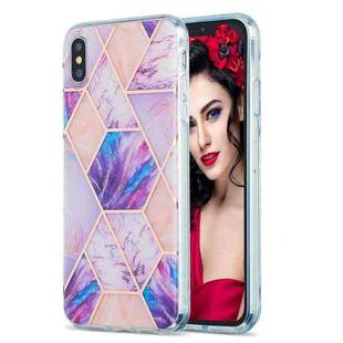 For iPhone XS Max 3D Electroplating Marble Pattern TPU Protective Case(Pink Purple)