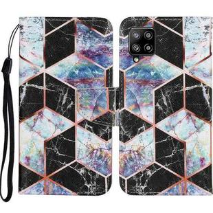 For Samsung Galaxy A12 Coloured Drawing Pattern Horizontal Flip PU Leather Case with Holder & Card Slots & Wallet & Lanyard(Black Marble)
