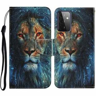For Samsung Galaxy A72 5G / 4G Coloured Drawing Pattern Horizontal Flip PU Leather Case with Holder & Card Slots & Wallet & Lanyard(Lion)