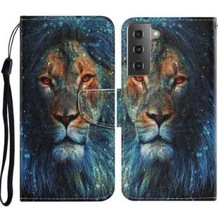 For Samsung Galaxy S21 5G Coloured Drawing Pattern Horizontal Flip PU Leather Case with Holder & Card Slots & Wallet & Lanyard(Lion)