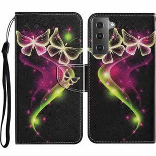 For Samsung Galaxy S21 5G Coloured Drawing Pattern Horizontal Flip PU Leather Case with Holder & Card Slots & Wallet & Lanyard(Couple Butterfly)
